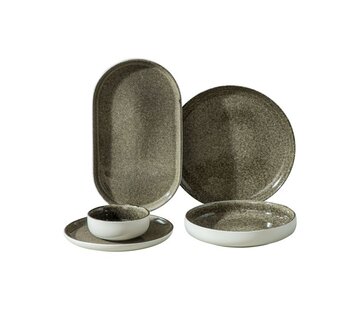 BRICARD PORCELAIN Bricard Porcelain Pau Mat Wit Bruin 6-Persoons | 25-Delig Serviesset