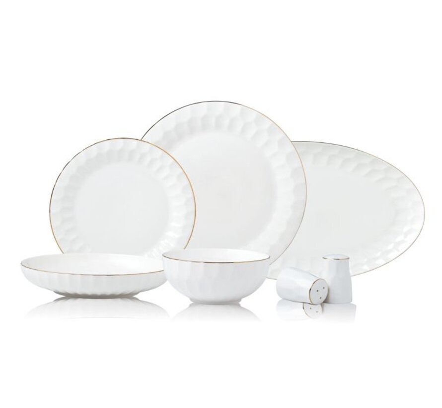 Bricard Porcelain Muret Serviettes 6 Personnes | 27 Piècesensemble Or