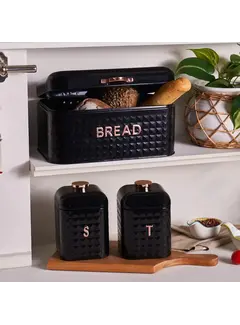 KARACA Karaca Diamond Bread Box with Storage Container Gift, Black