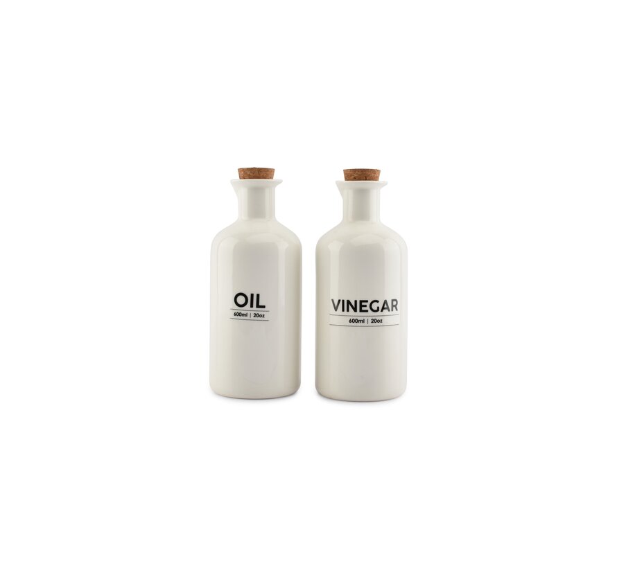 Oil- and vinegar bottle set 60cl white Cucina