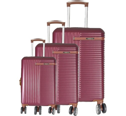 3-delig Kofferset -  Bordeaux Handbagage - Verrijdbaar op 4 Wielen - Stevig ABS - TSA Slot -Lichtgewicht, Trolley