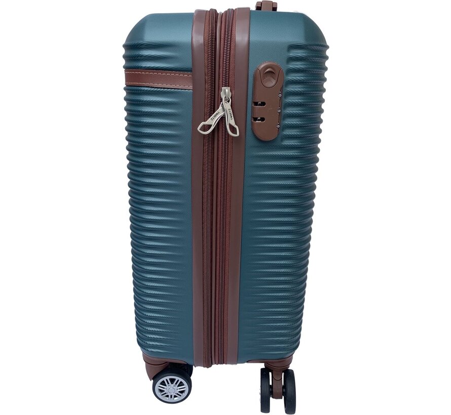 3-delig Kofferset -  Groen Handbagage - Verrijdbaar op 4 Wielen - Stevig ABS - TSA Slot -Lichtgewicht, Trolley