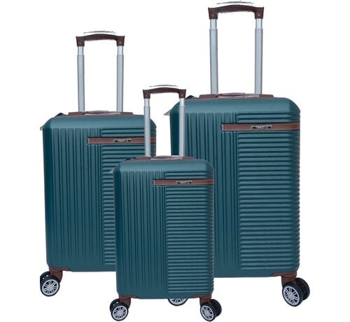 3-delig Kofferset -  Groen Handbagage - Verrijdbaar op 4 Wielen - Stevig ABS - TSA Slot -Lichtgewicht, Trolley