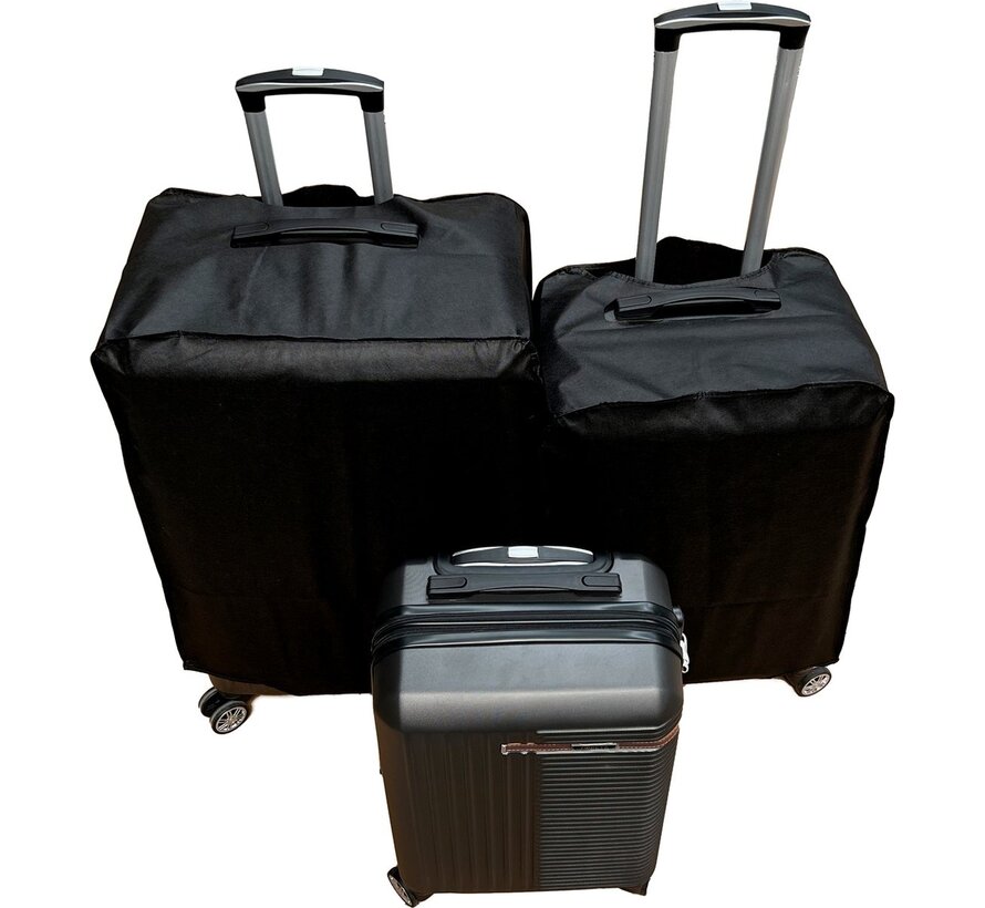 3-delig Kofferset -  Zwart Handbagage - Verrijdbaar op 4 Wielen - Stevig ABS - TSA Slot -Lichtgewicht, Trolley