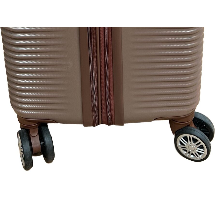 3-delig Kofferset -  Coffee Handbagage - Verrijdbaar op 4 Wielen - Stevig ABS - TSA Slot -Lichtgewicht, Trolley