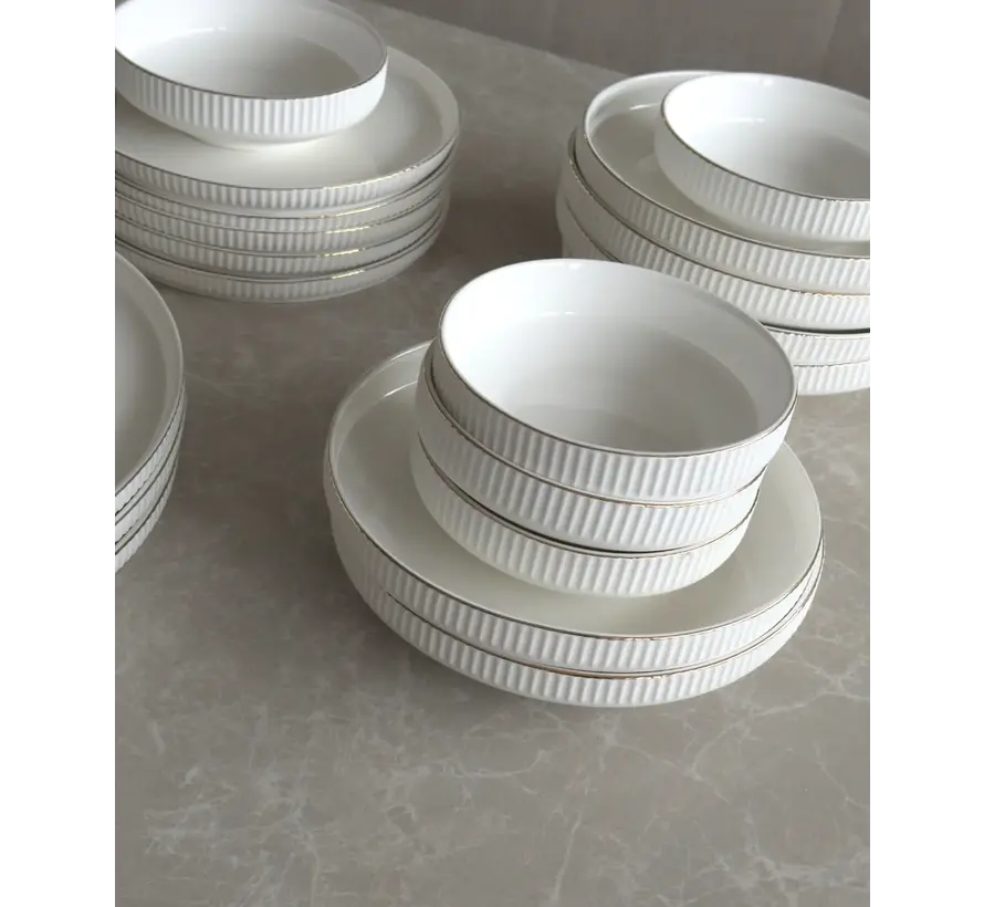 Relief Goud 24-piece 6-Persons Porcelain Dinnerset