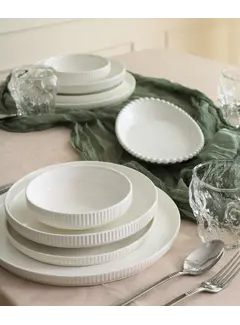 ZH Relief White 24-piece 6-Persons Porcelain Dinnerset