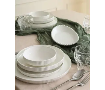 ZH Relief White 24-piece 6-Persons Porcelain Dinnerset