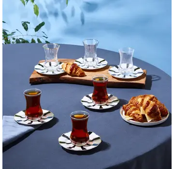 KARACA Karaca Astley Siyah 6 Kişilik Kare Çay Bardağı Seti, 12 Parça