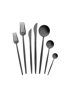 KARACA Karaca Jupiter Premium Boxed Cutlery Set Shiny Black für 12 Personen, 84 Teilig