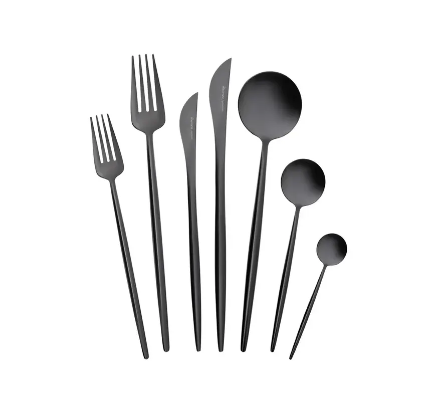Karaca Jupiter Premium Boxed Cutlery Set Shiny Black für 12 Personen, 84 Teilig