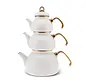 Karaca Retro Eamil Theepot , 3 Delig, Cream