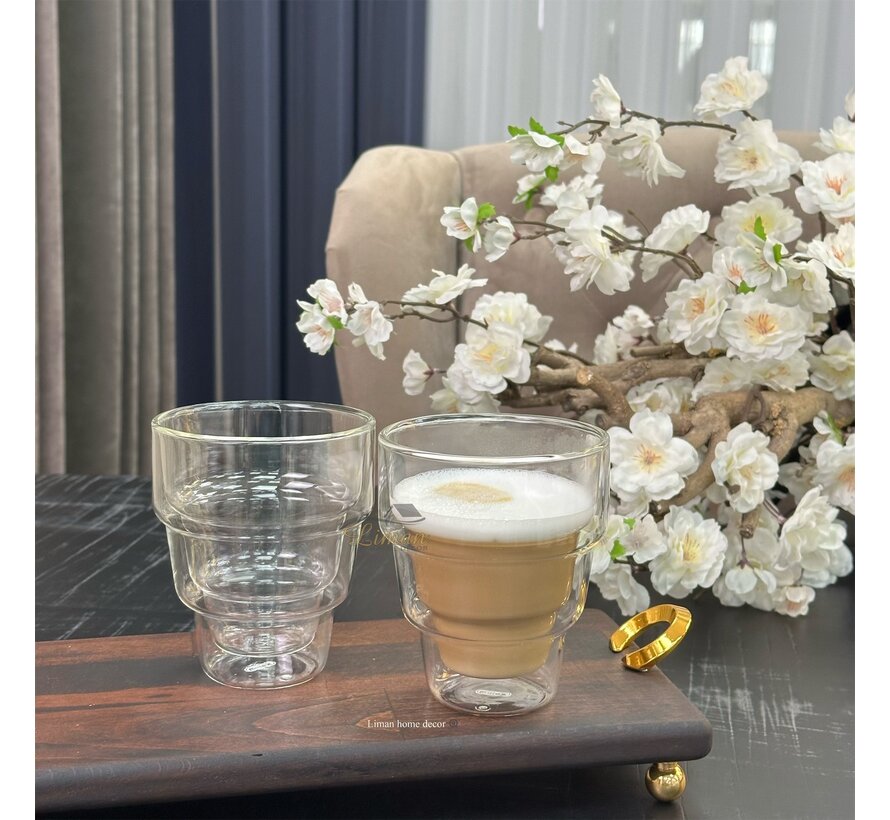 Himalaya Cidarli / Cift Cam 2'li Borosilikat bardak  350 ml
