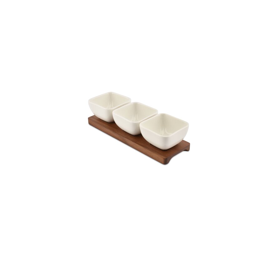 Set apéro 25x8xH6,5cm 4 pièces blanc Cucina