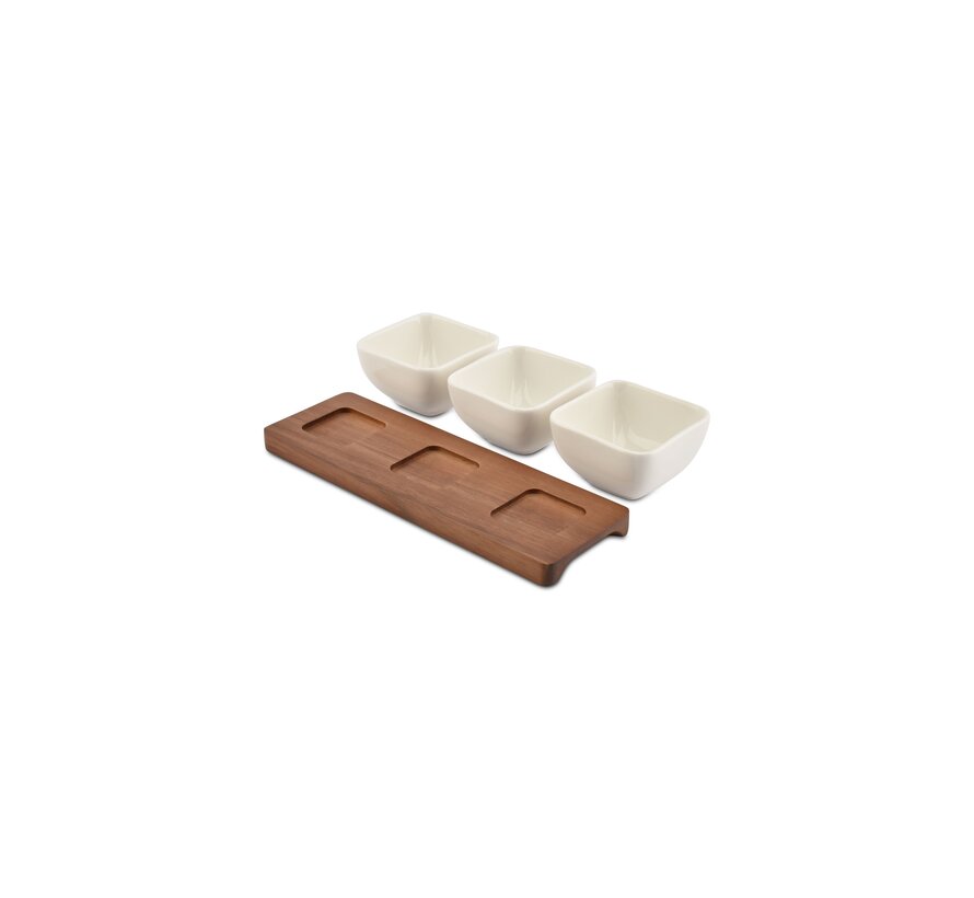 Snack set 25x8xH6,5cm 4 pieces white Cucina