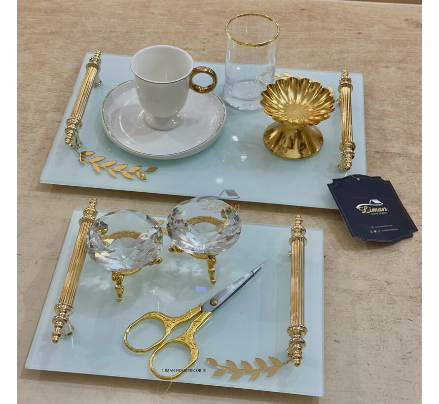TIARA VERLOVINGSDIENBLAD GLAS WIT | GOUD