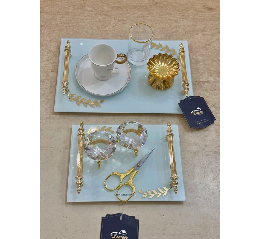 TIARA VERLOVINGSDIENBLAD GLAS WIT | GOUD
