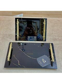 MARMER VERLOVINGSDIENBLAD GLAS ZWART | GOUD