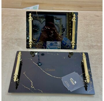 MARMER VERLOVINGSDIENBLAD GLAS ZWART | GOUD