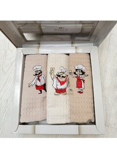 IPEKCE Ipekce Keuken Handdoek 3 Delig Beige