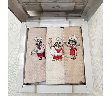 IPEKCE Ipekce Keuken Handdoek 3 Delig Beige