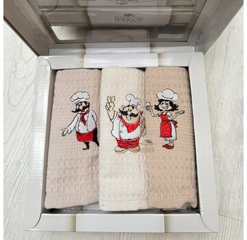 IPEKCE Ipekce Keuken Handdoek 3 Delig Beige