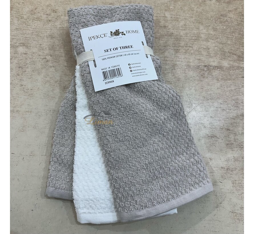 Ipekce Keuken Handdoek 40 x 65 Cm 3 Delig Beige