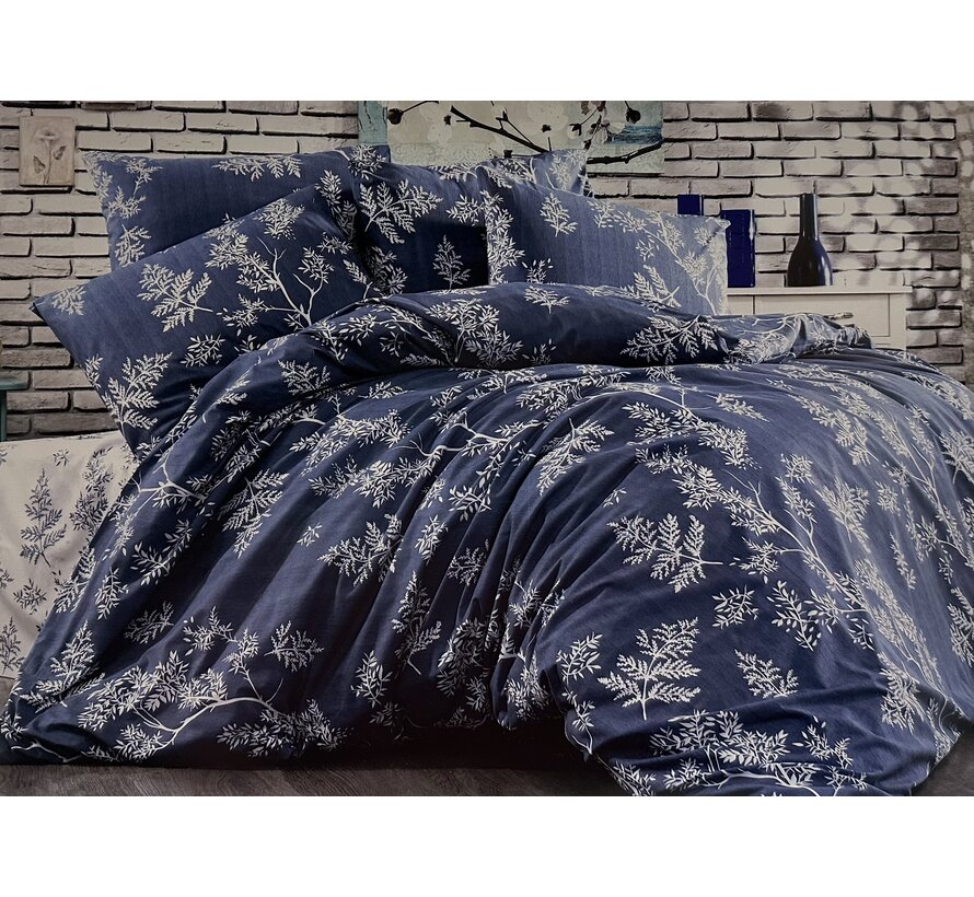 MISS BELLA 2-PERSOONS DEKBEDOVERTEK 4 DELIG DONKER BLAUW