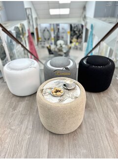 LIMAN LUXE TEDY POEF MET OPBERGRUIMTE EN BIJZETTAFEL