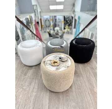 LIMAN LUXURY TEDY POUF WITH STORAGE AND SIDE TABLE