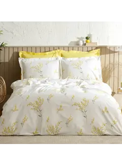 KARACA HOME Karaca Home Loretta Sarı %100 Pamuk Çift Kişilik Nevresim Takımı