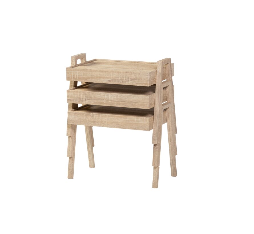 Trendy Rectangle 3-piece Side Table Set - Stackable