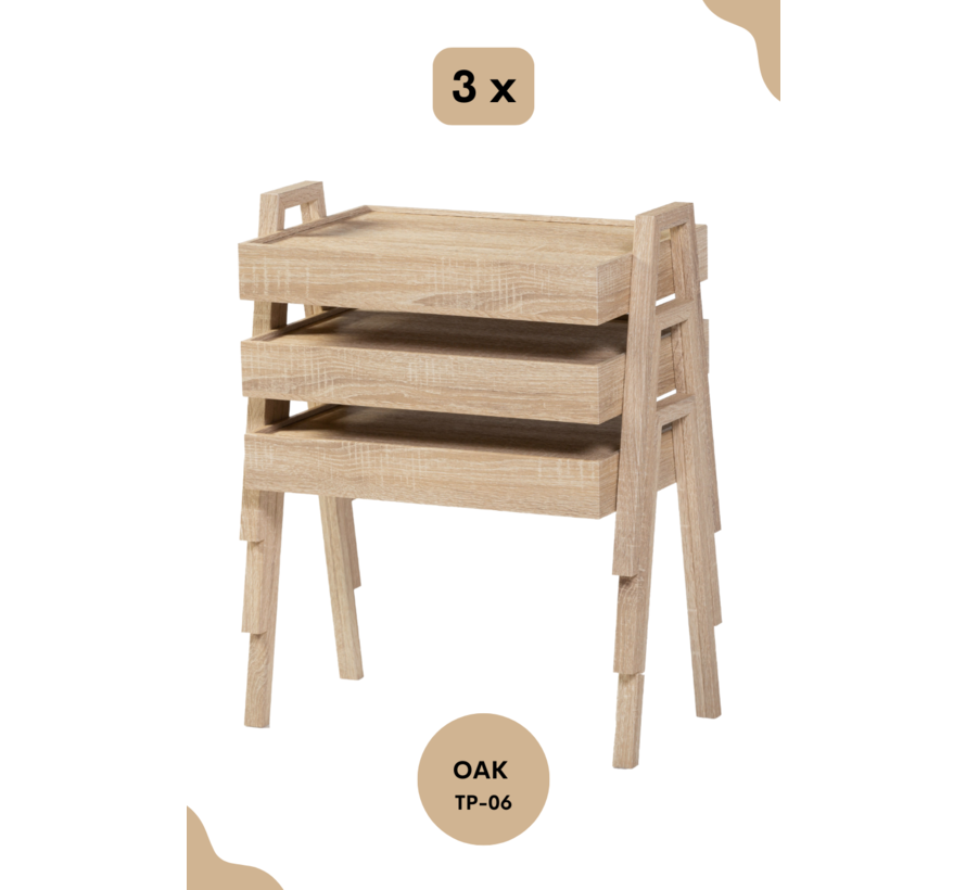 Trendy Rectangle 3-piece Side Table Set - Stackable