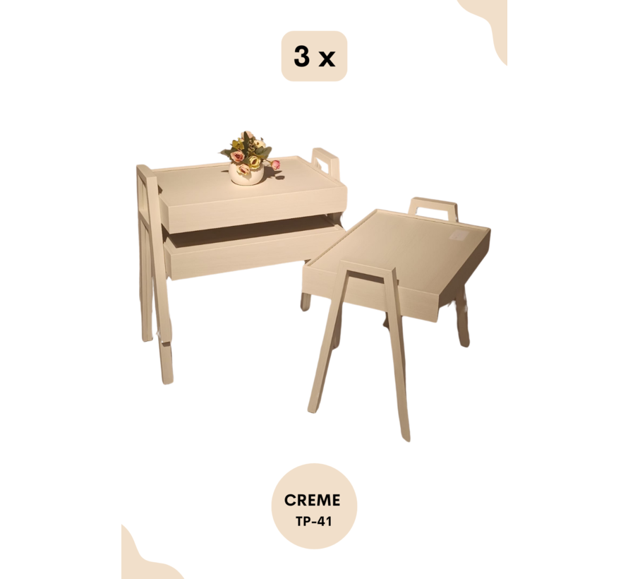 Trendy Rectangle 3-piece Side Table Set - Stackable