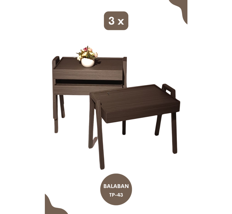 Trendy Rectangle 3-piece Side Table Set - Stackable