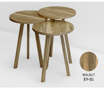 LIMAN Trendy Ensemble de table d'appoint ronde tendance 3 pièces eco