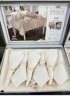 IPEKCE Ipekce Inci Tafelkleed Set Cream 26 Delig