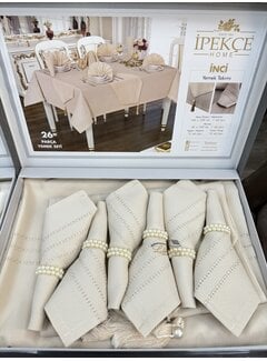 IPEKCE Ipekce Inci Tafelkleed Set Beige 26 Delig