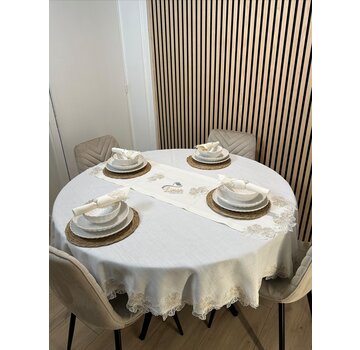 Gelincik Tafelkleed Set Met Server Cream 18 Delig