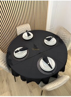 Gelincik Tafelkleed Set Met Server Zwart  18 Delig