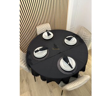 Gelincik Tafelkleed Set Met Server Zwart  18 Delig