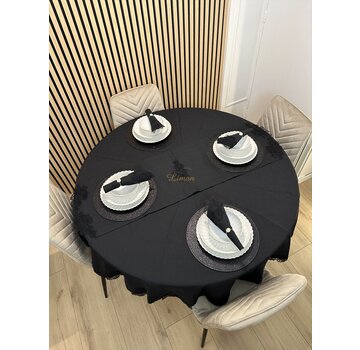 Gelincik Tafelkleed Set Met Server Zwart  18 Delig