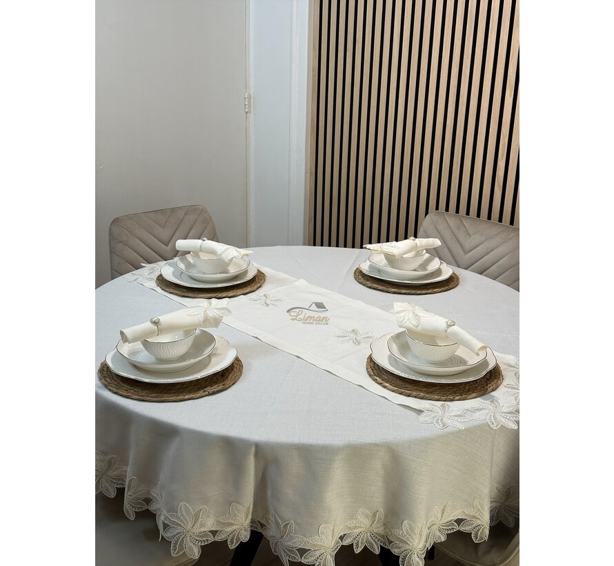Artemis Tafelkleed Set Met Server Cream 18 Delig