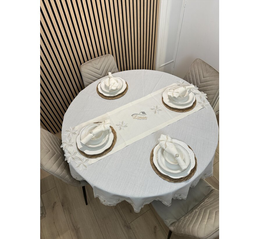 Artemis Tafelkleed Set Met Server Cream 18 Delig