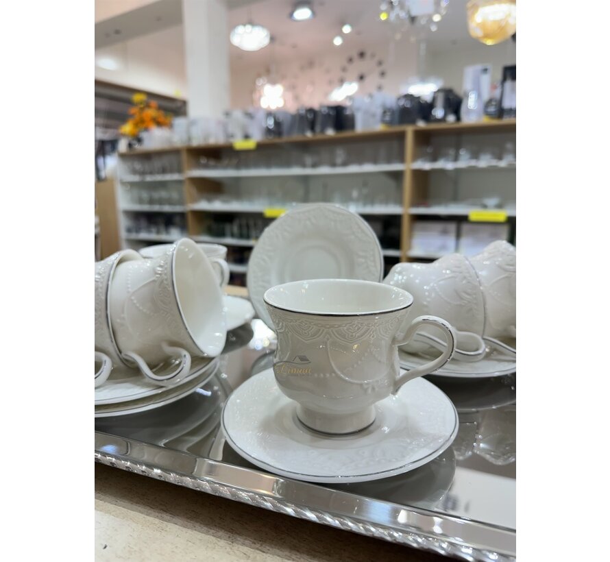 ACR Veronica Cappuccino/Nescafeset 12 Delig | 6 Persoons Zilver