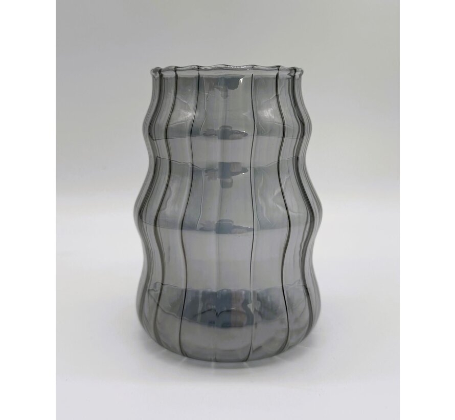 Ribbed Line 2 delige Borosilikatglas 500 ml Black