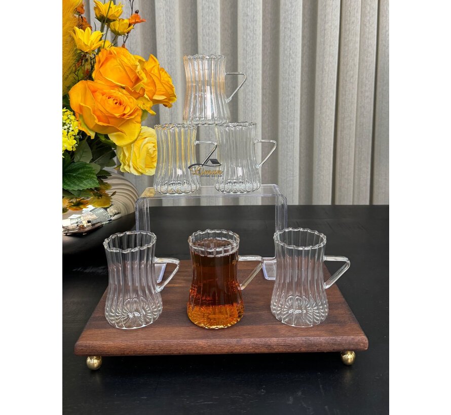 Ribbled Line 6'li Borosilikat Caybardagi 200 ml