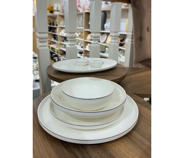 BRICARD PORCELAIN Bricard Porzellan Canet  6-Personen | 27-Teiliges Serviettenset Silber