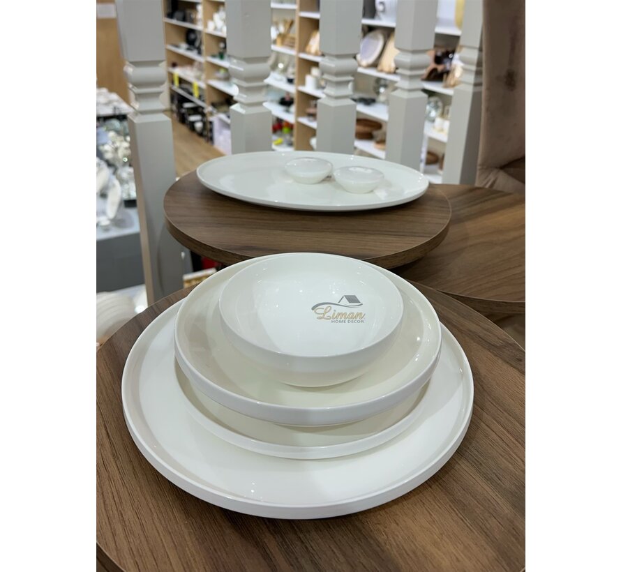 Bricard Porcelain Canet Serviettenset für 6 Personen | 27 Teile Weiß