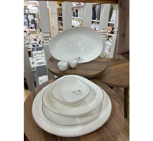 BRICARD PORCELAIN Bricard Porzellan Melun 6-Personen | 27-Teiliges Serviettenset Silber